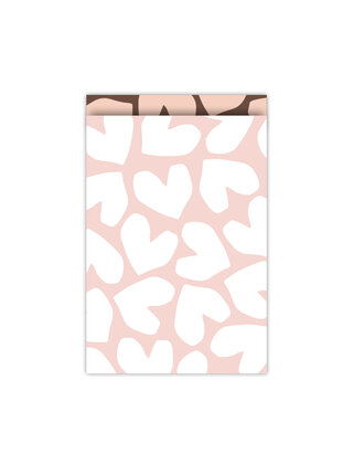 Cadeauzakjes  set van 5 - roze wit harten