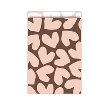 Cadeauzakjes  set van 5 - bruin roze harten