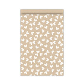 Cadeauzakjes  set van 5 - kraft met hartjes