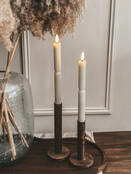 Streep Split LED dinerkaarsen lichtbeige – set van 2