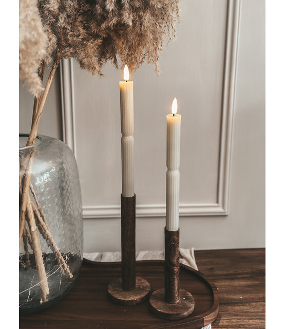 Streep Split LED dinerkaarsen lichtbeige – set van 2