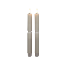 Streep Split LED dinerkaarsen lichtbeige – set van 2