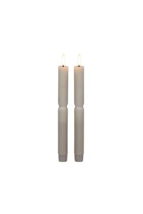 LED dinerkaarsen - Streep Split  lichtbeige – set van 2