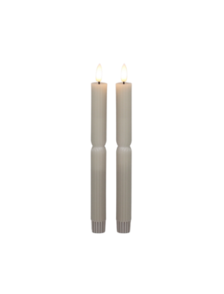 LED dinerkaarsen - Streep Split  lichtbeige – set van 2