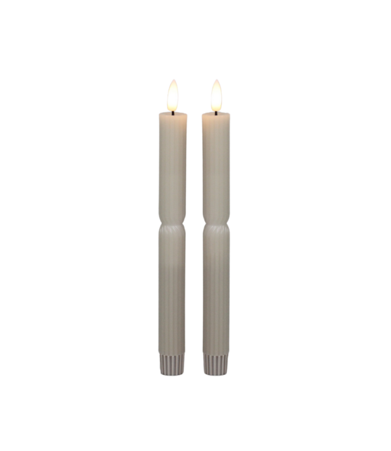 Streep Split LED dinerkaarsen lichtbeige – set van 2