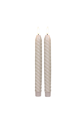 LED dinerkaarsen Swirl beige – set van 2
