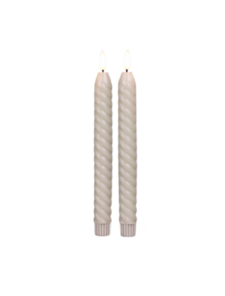LED dinerkaarsen Swirl beige – set van 2