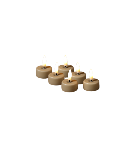LED waxinelichtjes beige – set van 6