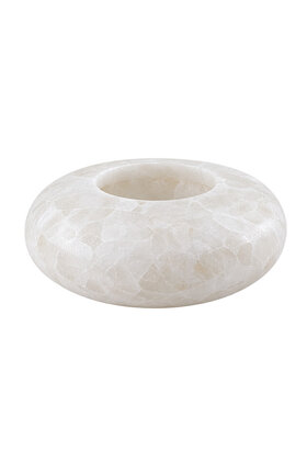 Alabaster waxinelichthouder Frisbee wit