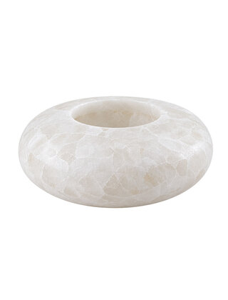 Alabaster waxinelichthouder Frisbee wit