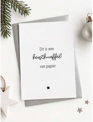 Kerstkaart ‘Dit is een kerstknuffel van papier’