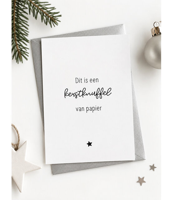 Kerstkaart A6 ‘Dit is een kerstknuffel van papier’ – lieve kerstkaart