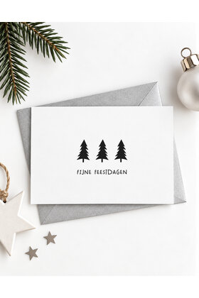 Kerstkaart kerstbomen – Fijne feestdagen