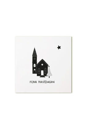 Kerst cadeaukaartje kerkje – Fijne feestdagen