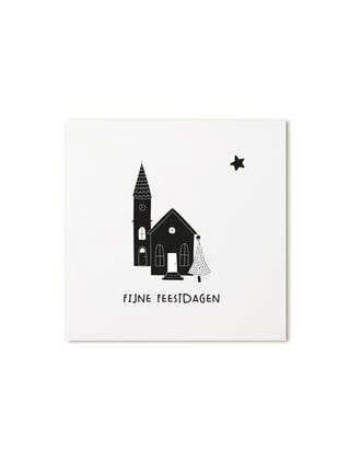 Kerst cadeaukaartje kerkje – Fijne feestdagen