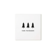 Kerst cadeaukaartje met kerstbomen en tekst ‘Fijne feestdagen’