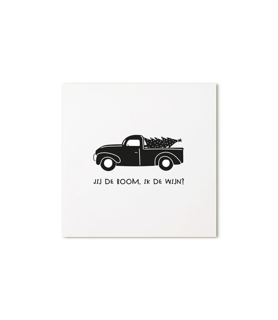 Grappig kerst cadeaukaartje ‘Jij de boom, ik de wijn?’