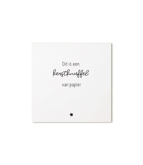Kerst cadeaukaartje met tekst ‘Dit is een kerstknuffel van papier’