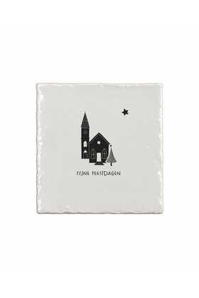 Aardewerk kerst tegeltje – Fijne feestdagen