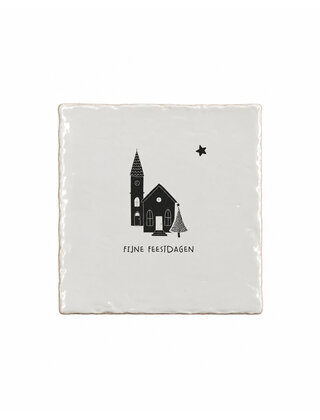 Aardewerk kerst tegeltje – Fijne feestdagen