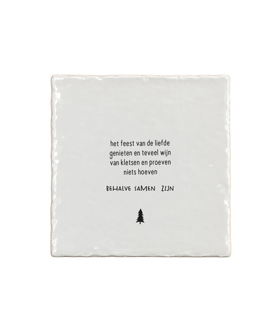 Aardewerk kerst tegeltje met kerstgedicht – 13x13 cm