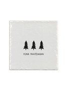 Aardewerk kerst tegeltje met drie kerstbomen en tekst ‘Fijne feestdagen’ – 13x13 cm