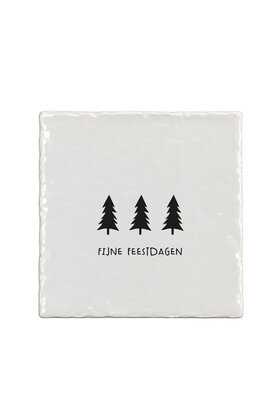 Aardewerk kerst tegeltje kerstbomen – Fijne feestdagen