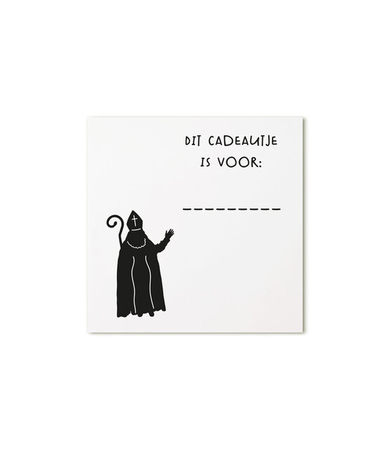 Sinterklaas cadeaukaartje met Sint en invulnaam – Dit cadeautje is voor