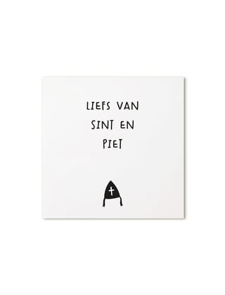 Sinterklaas cadeaukaartje met mijter – Liefs van Sint en Piet