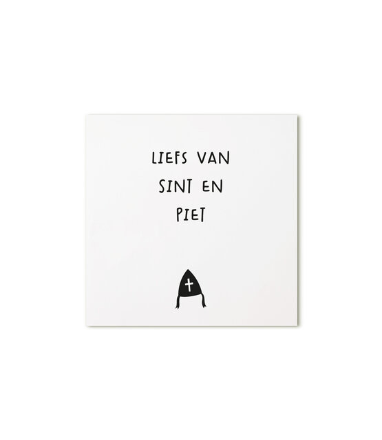 Sinterklaas cadeaukaartje met mijter ‘Liefs van Sint en Piet’