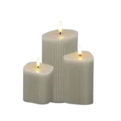 LED stompkaarsen beige – set van 3 in verschillende vormen en formaten