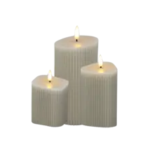 LED stompkaarsen beige – set van 3 in verschillende vormen en formaten