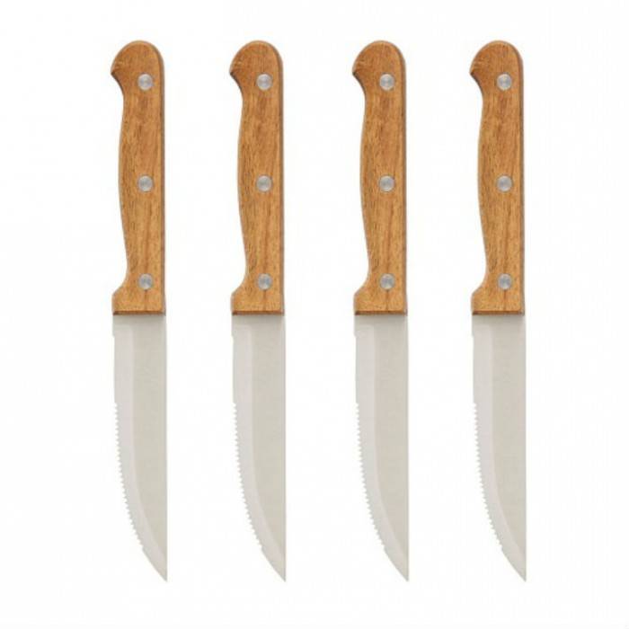 Neckermann Vleesmessen Met Houtengreep Set 4 Grijs neckermann kopen in de aanbieding