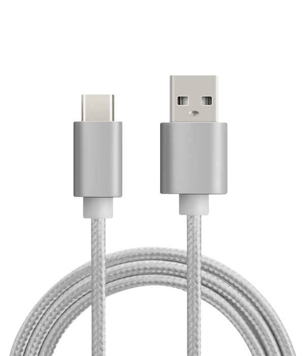Neckermann Nylon Usb C Kabel Zilver 1 neckermann kopen in de aanbieding