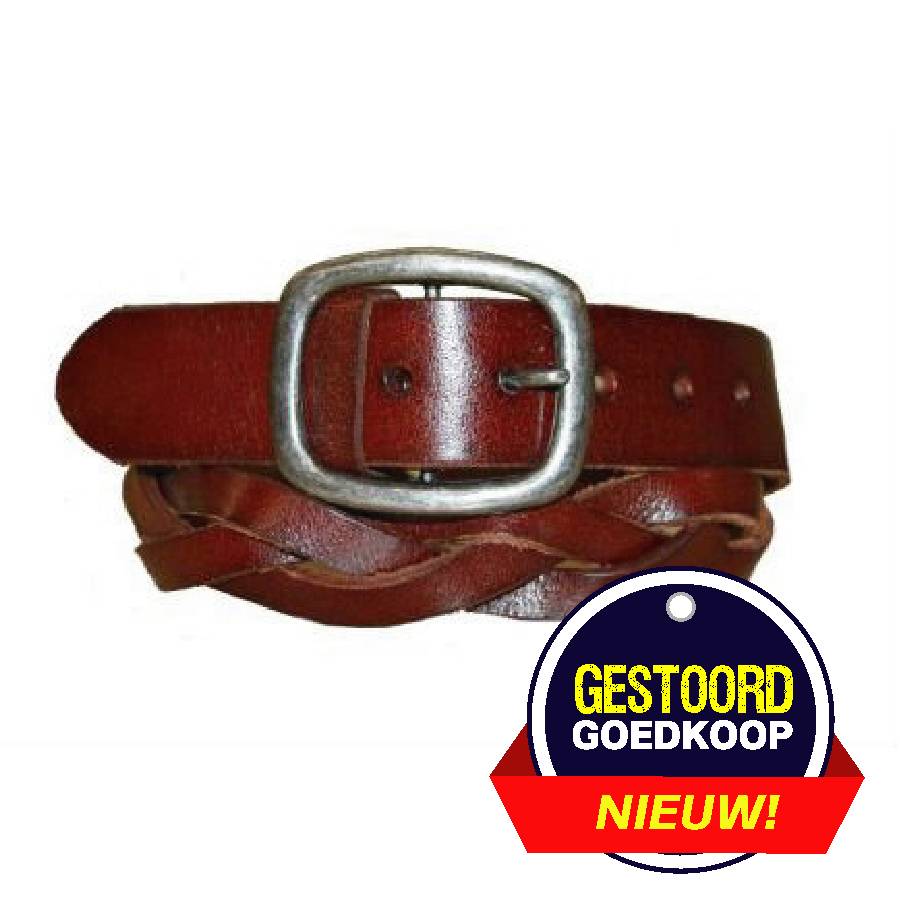 Romano Leren Riem Bruin Gevlochten romano kopen in de aanbieding