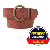 Ceinture rouge bordeaux avec motif floral et boucle ronde