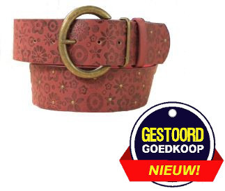 Young Spirit Riem Bordeaux Rood Met Bloemen Motief En Ronde Gesp young spirit kopen in de aanbieding