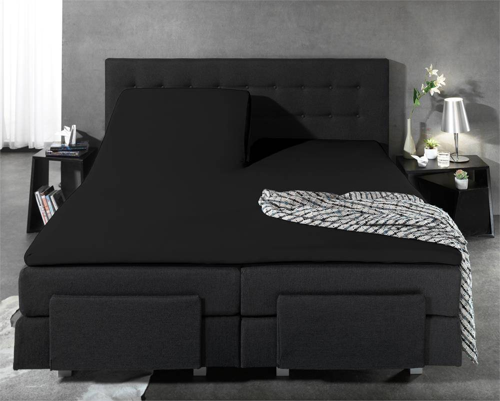 Homecare Hoeslaken Splittopper Jersey Zwart homecare kopen in de aanbieding