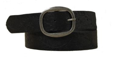 Romano Riem Zwart Met Bloemen Motief En Ovale Gesp romano kopen in de aanbieding