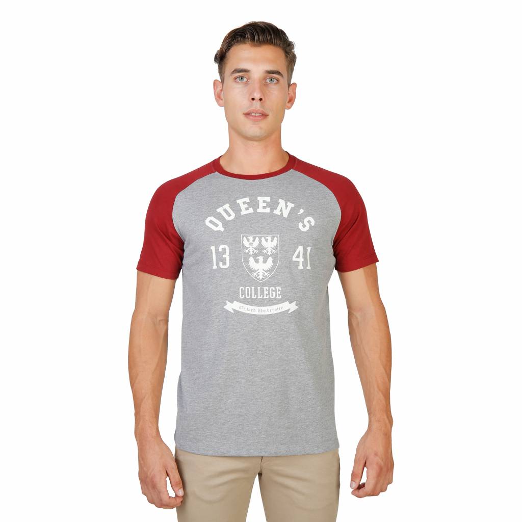 Heren T Shirt Vanoxford University Queens Raglan Mm Grijsrood oxford university kopen in de aanbieding