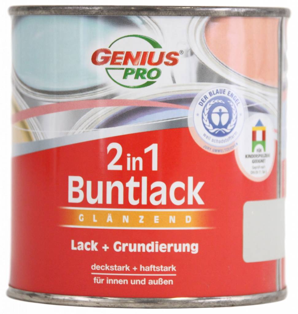 Genius Pro Hoogglans 2 In 1 Verf Lichtgrijs 375 Ml genius pro kopen in de aanbieding