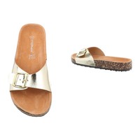 Damen Slipper mit verstellbarer Schnalle - Gold