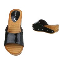 Damen Slipper - schwarzer Krokodilprint