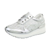 Damen Turnschuhe mit Nieten - Silber