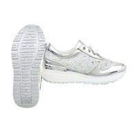 Damen Turnschuhe mit Nieten - Silber