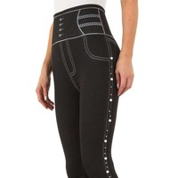 Damen Leggings mit Denim Print Gr. eine Größe - schwarz