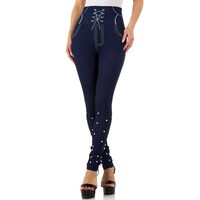 Damen Leggings mit Denim Print Gr. eine Größe - blau