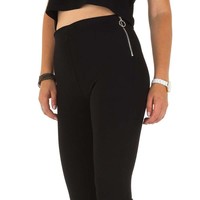 Damen Slim Fit Hose - schwarz