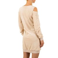 Damen Kleid mit nackten Schultern - beige