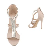 Damen High Heels mit Steinen - beige